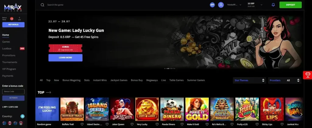 Ripple-Spiele in Mirax