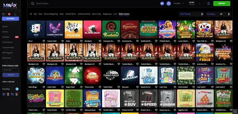 Ripple XRP Poker in Mirax casino
